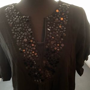 Lane Bryant black sequin short sleeve top